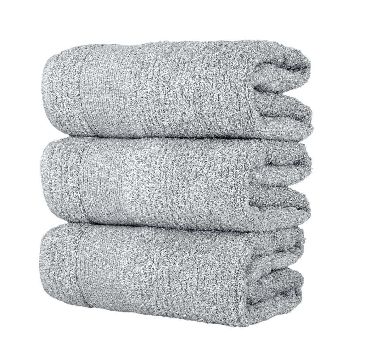 Chic Home Jacquard Turkish Cotton Bath Towel 3 Piece Set in Grey