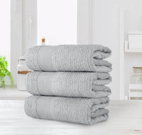 Chic Home Jacquard Turkish Cotton Bath Towel 3 Piece Set-Grey