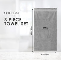 Chic Home Jacquard Turkish Cotton Bath Towel 3 Piece Set-Grey