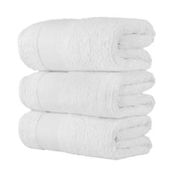 Chic Home Jacquard Turkish Cotton Bath Towel 3 Piece Set-White