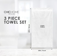 Chic Home Jacquard Turkish Cotton Bath Towel 3 Piece Set-White