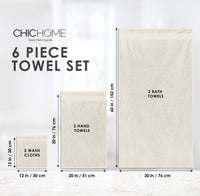 Jacquard Turkish Cotton 6 Piece Towel Set-Beige