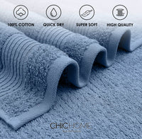 Jacquard Turkish Cotton 6 Piece Towel Set-Blue