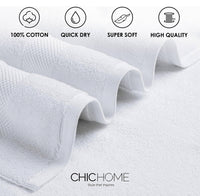 Chic Home Jacquard Turkish Cotton Bath Sheet Towel 2 Piece Set-White