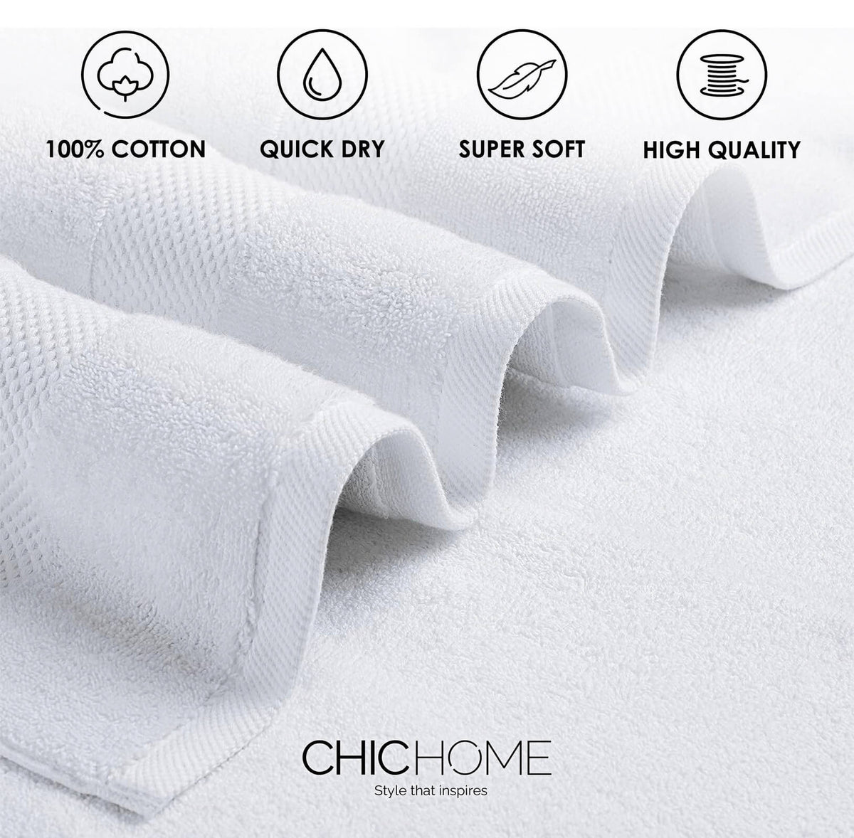 Jacquard Turkish Cotton 6 Piece Towel Set-White