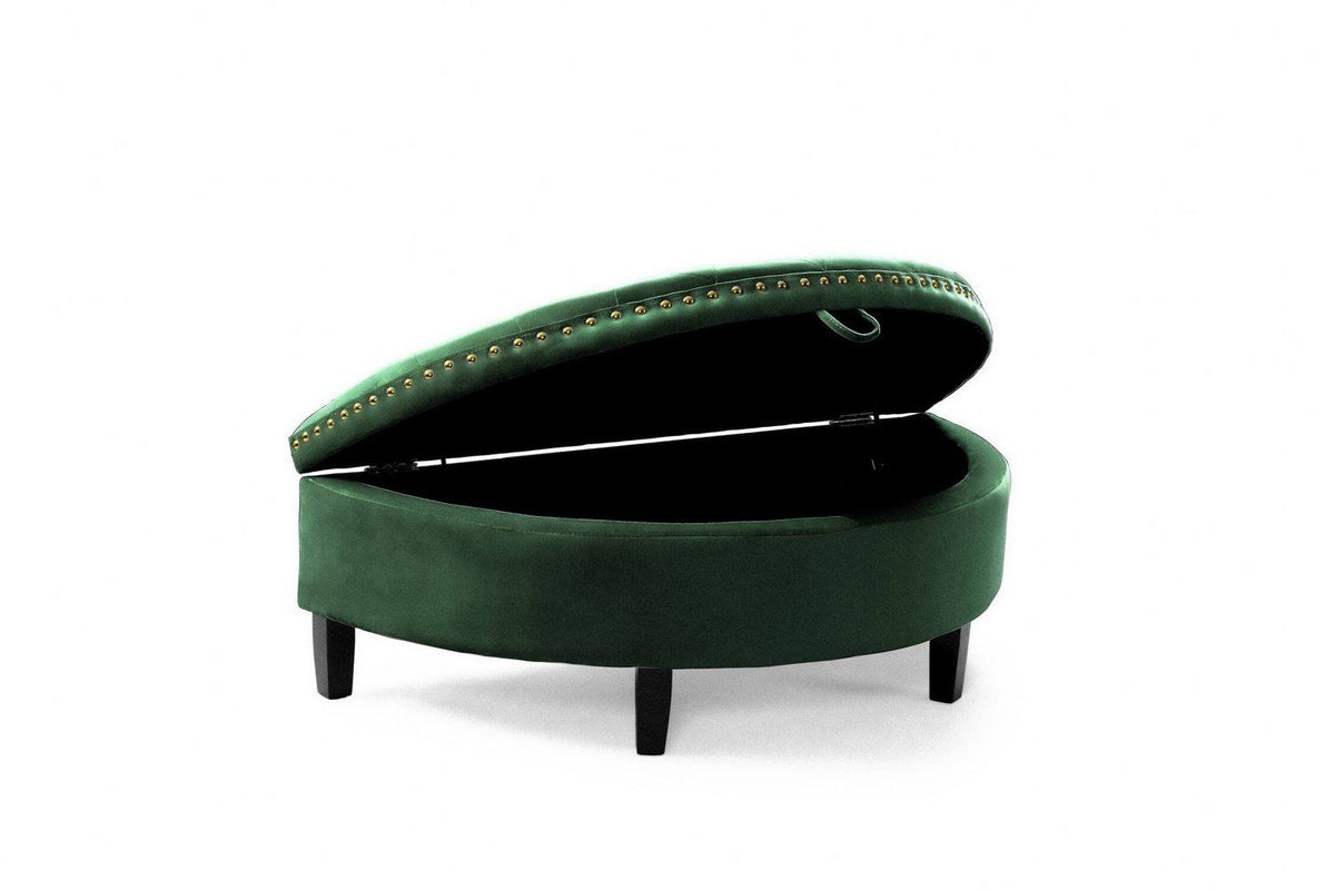 Iconic Home Jacqueline Velvet Storage Ottoman Green