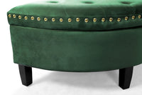 Iconic Home Jacqueline Velvet Storage Ottoman Green