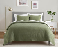 Chic-Home-Jessie 7 Piece Geometric Crinkle Quilt Set-Green