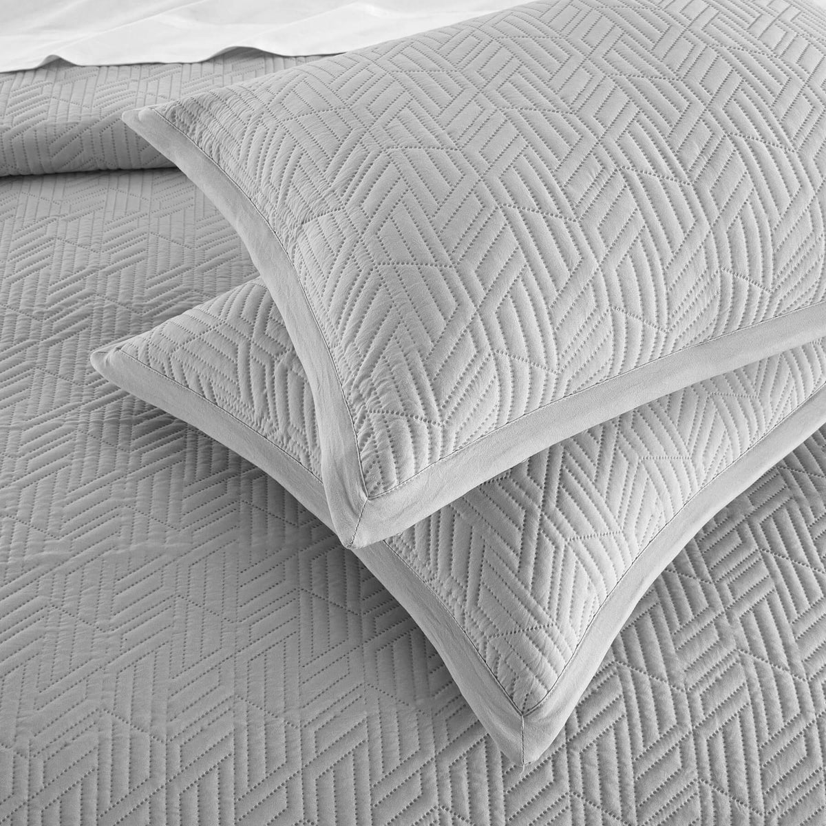 Chic-Home-Jessie 7 Piece Geometric Crinkle Quilt Set-