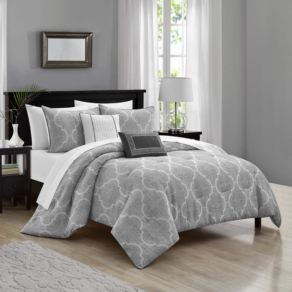 Chic-Home-Kenji 5 Piece Gauze Jacquard Comforter Set-