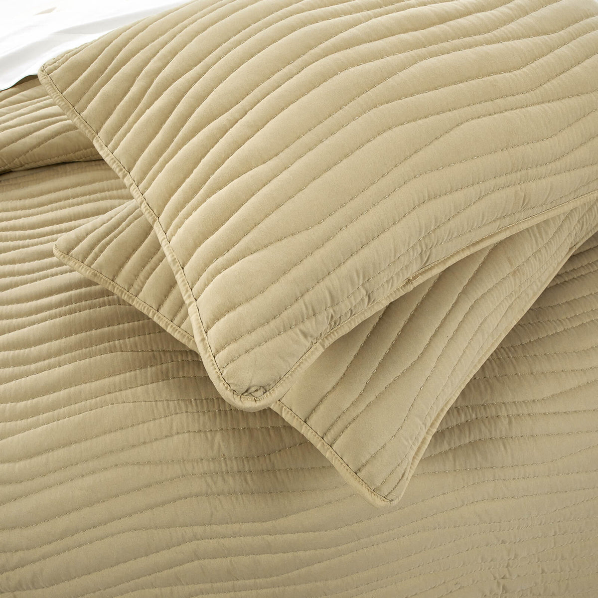 Chic Home Kyrie 3 Piece Stitched Wavy Quilt Set Taupe