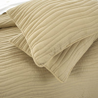 Chic Home Kyrie 3 Piece Stitched Wavy Quilt Set Taupe