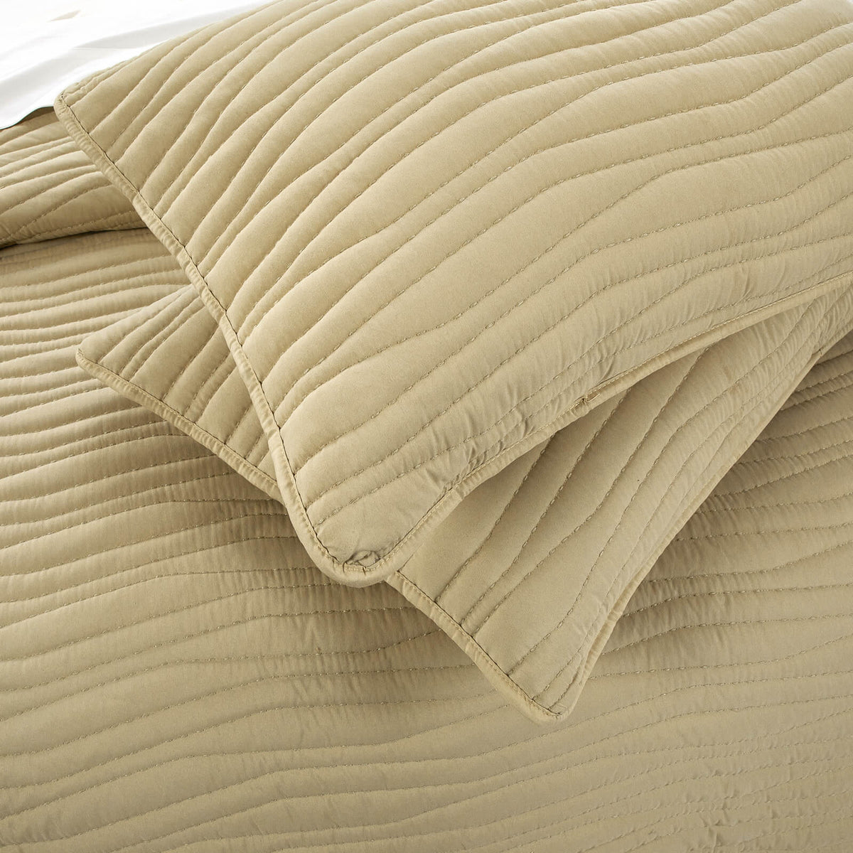 Chic Home Kyrie 7 Piece Stitched Wavy Quilt Set Taupe