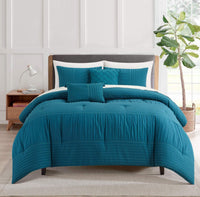 Chic Home Leona 5 Piece Pleated Seersucker Comforter Set-Blue