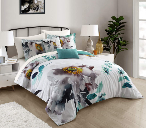 Chic Home Lexie 9 Piece Watercolor Floral Comforter Set-