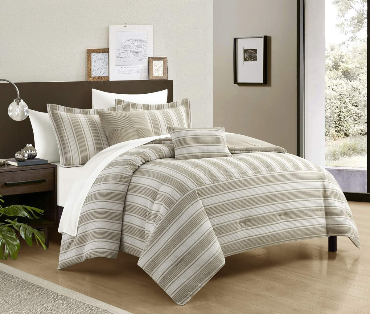 Chic-Home-Lydia 5 Piece Chenille Comforter Set-