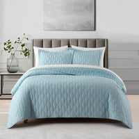 Chic Home Nyla 3 Piece Geometric Quilt Set Blue