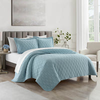 Chic Home Nyla 3 Piece Geometric Quilt Set Blue