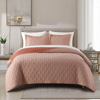 Chic Home Nyla 3 Piece Geometric Quilt Set Brick