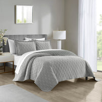 Chic Home Nyla 3 Piece Geometric Quilt Set Grey