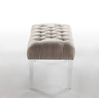 Chic Home Odette Tufted Velvet Bench Acrylic Legs Beige