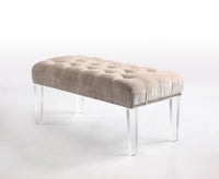 Chic Home Odette Tufted Velvet Bench Acrylic Legs Beige