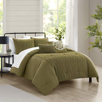 Chic Home Ophelia 5 Piece Textured Jacquard Comforter Set - Green