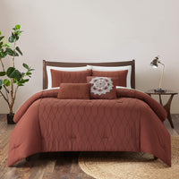 Chic Home Ophelia 9 Piece Textured Jacquard Comforter Set - Brick