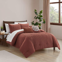 Chic Home Ophelia 9 Piece Textured Jacquard Comforter Set - Brick