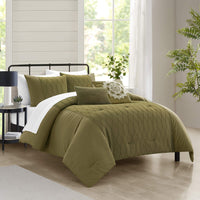 Chic Home Ophelia 9 Piece Textured Jacquard Comforter Set - Green