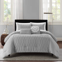 Chic Home Ophelia 9 Piece Textured Jacquard Comforter Set - Grey