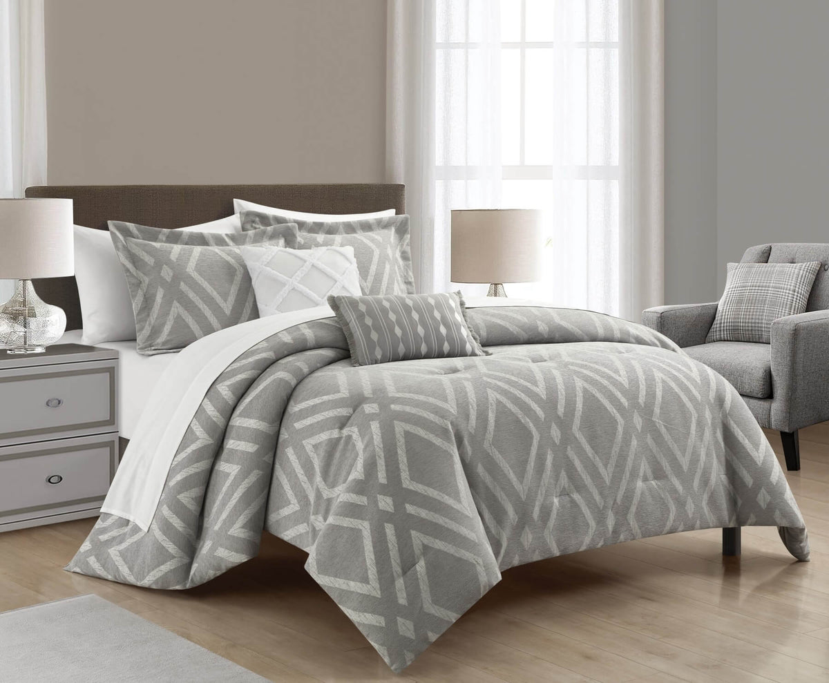 Chic-Home-Priam 5 Piece Chenille Jacquard Comforter Set-