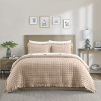 Chic-Home-Revel 3 Piece Diamond Stitched Crinkle Quilt Set-Rose