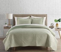 Chic Home Sianna 3 Piece Geometric Quilt Set Green