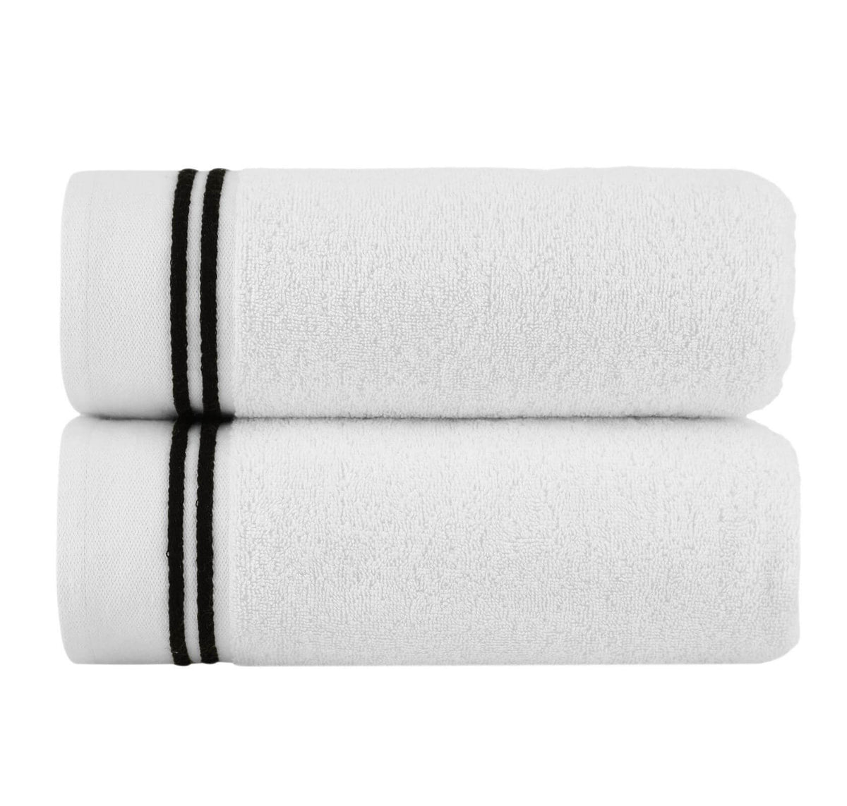 Chic Home Striped Hem Turkish Cotton 2 Piece Bath Sheet Towel Set-Black