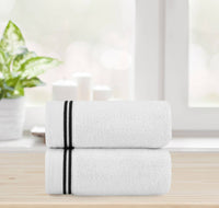 Chic Home Striped Hem Turkish Cotton 2 Piece Bath Sheet Towel Set-Black