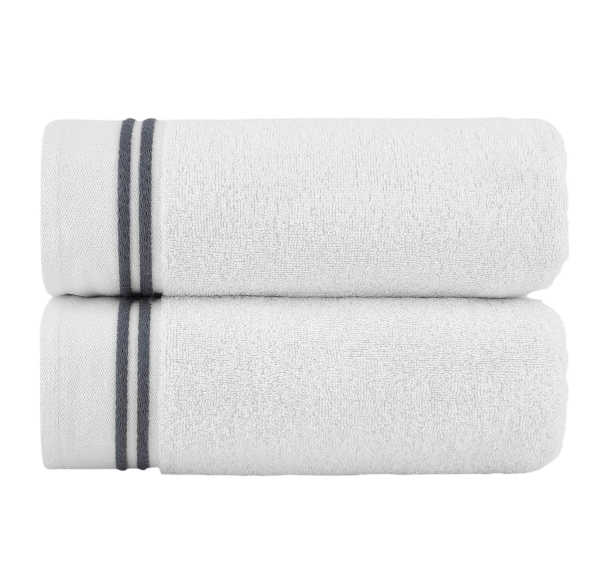 Chic Home Striped Hem Turkish Cotton 2 Piece Bath Sheet Towel Set-Grey