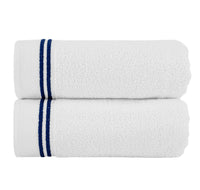 Chic Home Striped Hem Turkish Cotton 2 Piece Bath Sheet Towel Set-Navy