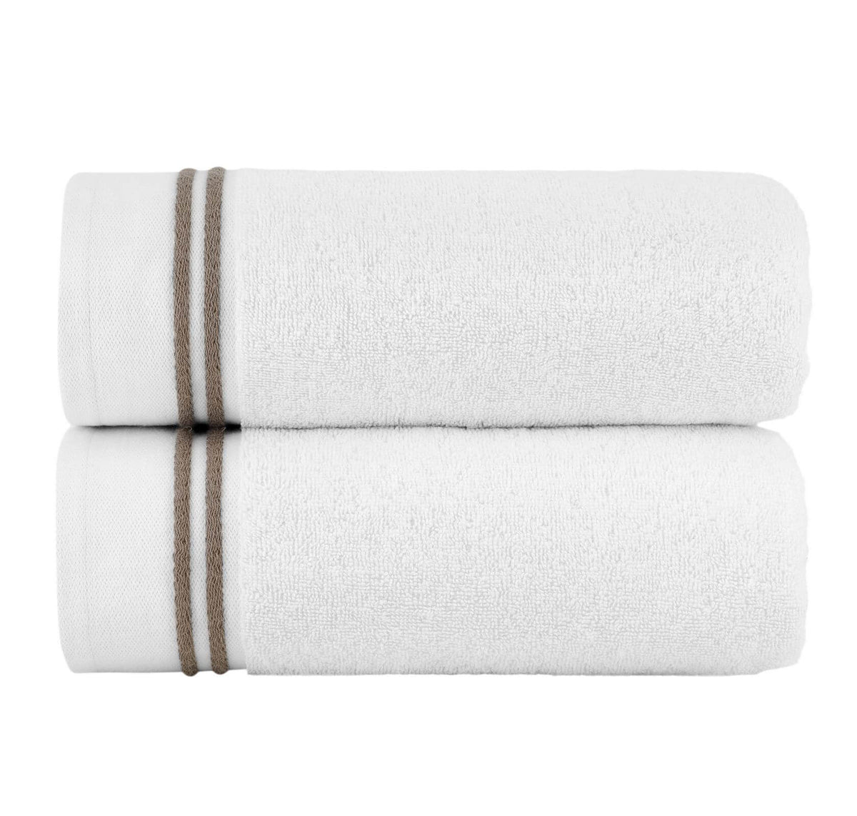 Chic Home Striped Hem Turkish Cotton 2 Piece Bath Sheet Towel Set-Taupe