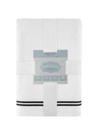 Chic Home Striped Hem Turkish Cotton 3 Piece Bath Towel Set-Black