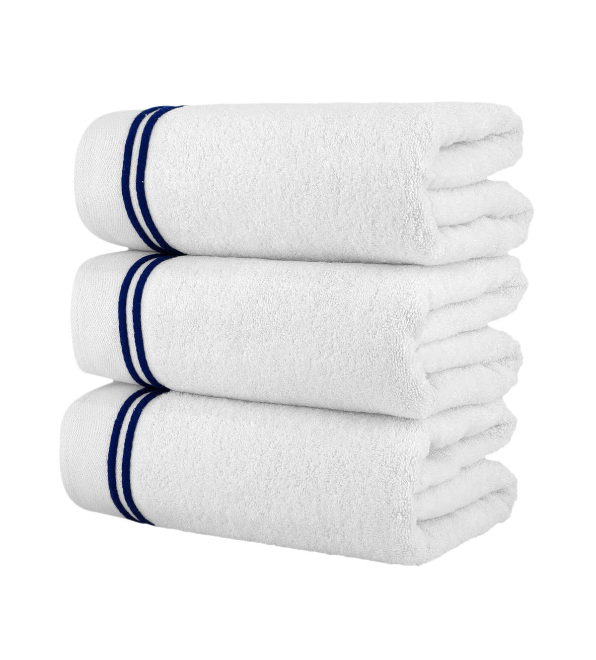 Chic Home Striped Hem Turkish Cotton 3 Piece Bath Towel Set-Navy