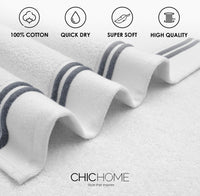 Chic Home Striped Hem Turkish Cotton 2 Piece Bath Sheet Towel Set-Grey