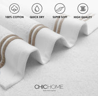 Chic Home Striped Hem Turkish Cotton 2 Piece Bath Sheet Towel Set-Taupe