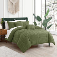 Chic Home Thalia 5 Piece Ruffled Striped Comforter Set-