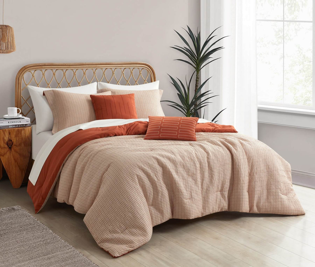 Chic-Home-Willa 5 Piece Waffle Texture Comforter Set-