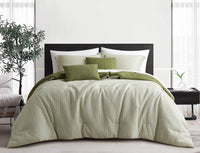Chic-Home-Willa 5 Piece Waffle Texture Comforter Set-Green