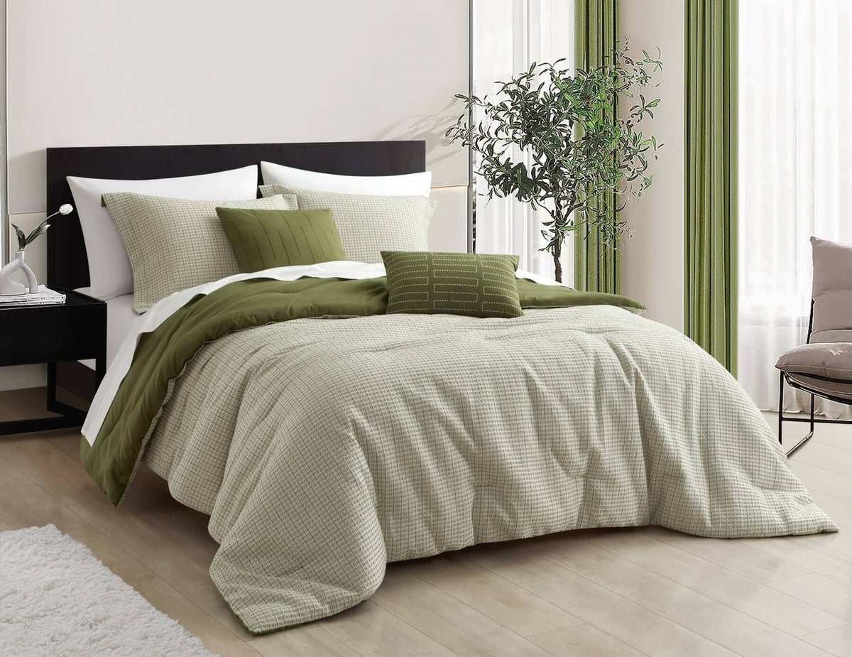 Chic-Home-Willa 5 Piece Waffle Texture Comforter Set-