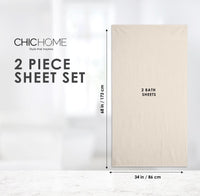 Chic Home Dobby Border Turkish Cotton 2 Piece Bath Sheet Towel Set-Beige