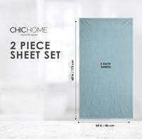 Chic Home Dobby Border Turkish Cotton 2 Piece Bath Sheet Towel Set-Blue