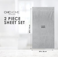 Chic Home Dobby Border Turkish Cotton 2 Piece Bath Sheet Towel Set-Grey